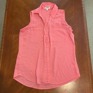 Pink medium Express The Portofino Shirt sleeveless button up top
